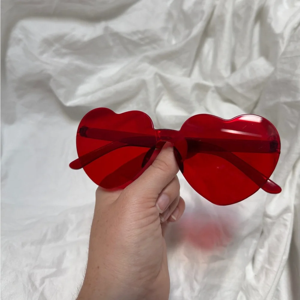 Women's Red Heart Shaped Glasses. One size.